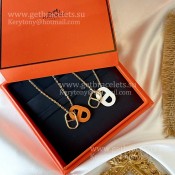 Timeless Style Hermes Swift Classic OMaillon Necklace Yellow Gold With Leather Onange/White