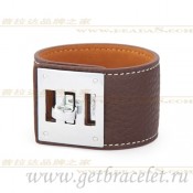 Hermes Kelly Dog Bracelet Brown With Silver