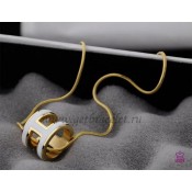 Hermes 3D Pop H logo Snake Bone White Necklace in Yellow Gold