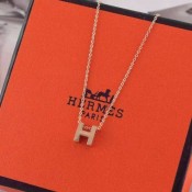 Hermes H Necklace Pink Gold