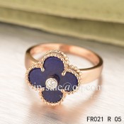 Replica Van Cleef Vintage Alhambra Ring In Pink Gold With Black Onyx