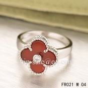 Cheap Van Cleef Vintage Alhambra Ring In White Gold With Carnelian