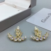 Most Fashion Dior Mimirose Logo Letter Motif Yellow Gold Paved Diamonds Stud Earrings For Girls For Sale Replica