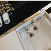 New Style Dior C-D Shaped Motif White Crstal Womens Sterling Silver Drop Earrings Price List