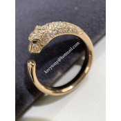 Replica Summer Fashion Panthere de Cartier Ring White Gold/Yellow Gold/Rose Gold Emeralds Onyx and Emeralds With Diamonds