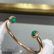 Piaget Possession Open Bangle Bracelet Carnelian Cabochons/Malachite Cabochons With Diamonds Rose Gold