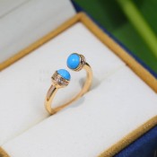 Piaget Possession Open Ring With Diamonds and Turquoise Cabochons Rose Gold