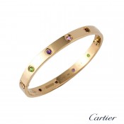 New Arrival Cartier Love Bracelet Pink Gold Colorful Diamonds B6036517