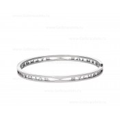 B.zero1 18kt White Gold Bangle Bracelet with Logo on the Spiral