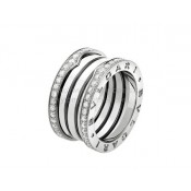 B.zero1 4-Band Ring White Gold with Pave Diamonds on the Edges