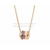 B.zero1 Necklace with Rose Gold Chain and Pendant in Rose Gold and Cermet