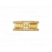 2020 New B.zero1 Rock 2-Band Ring in 18kt Yellow Gold with Studded Spiral and Pave Diamonds on the Edges