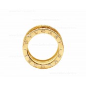 2020 New B.zero1 Rock 4-Band Ring in 18kt Yellow Gold with Studded Spiral and Pave Diamonds on the Edges
