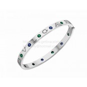 Bangle Bracelet White Gold with 6 Blue Sapphires and 6 Tsavorites