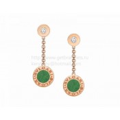 Earrings Pink Gold with Jadeite Jade and Diamonds