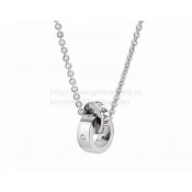 Cheap necklace with Pendant in White Gold with 5 Diamond