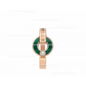 Openwork 18K Rose Gold Ring With Malachite Elements and a Round Brilliant-cut Diamond