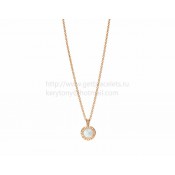 Pendant with Pink Gold Chain with Mother of Pearl and Onyx Pave Diamonds