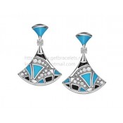 DIVAS Dream Earrings White Gold with Tourquoise Onyx and Pave Diamonds