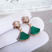 Divas Dream Earrings with Malachite and Pave Diamonds Rose Gold Discount