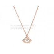 Divas Dream Rose Gold Openwork Necklace with Central Diamond and Pave Diamonds