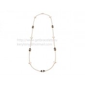 Divas Dream Sautoir Necklace in Rose Gold with Mother of Pearl and Black Onyx