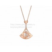 Divas Dream Sculpting Fan-Shaped Necklace Rose Gold with Mother of Pearl and Pave Diamonds