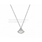 Divas Dream White Gold Openwork Necklace with Central Diamond and Pave Diamonds