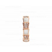 Medium Serpenti Viper 18k Rose Gold Ring with Mother of Pearl Elements and Pave Diamonds