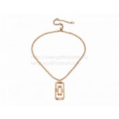 Parentesi Necklace in Pink Gold with Full Pave Diamonds