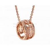 Parentesi Round Rose Gold Pendant with Pave Diamonds