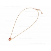 Serpenti Viper 18K Rose Gold Necklace with Carnelian Elements and Pave Diamonds on the Pendant
