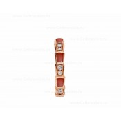 Small Serpenti Viper 18k Rose Gold Ring with Carnelian Elements and Pave Diamonds