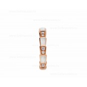 Small Serpenti Viper 18k Rose Gold Ring with Mother of Pearl Elements and Pave Diamonds