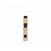 Small Serpenti Viper 18k Rose Gold Ring with Onyx Elements and Pave Diamonds