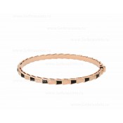 Serpenti Viper 18K Rose Gold thin Bangle Bracelet set with Onyx Elements