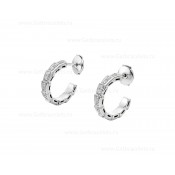 Serpenti Viper 18K White Gold Earrings with Pave Diamonds