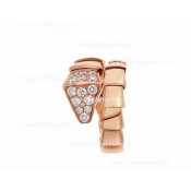 Serpenti Viper One-Coil Ring in 18K Rose Gold with Pave Diamonds