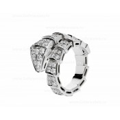 Serpenti Viper One-Coil Ring in 18K White Gold with Full Pave Diamonds