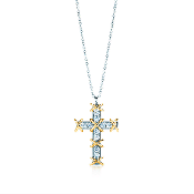 Hot Tiffany Schlumberger Ten Stone Cross Pendant Necklace Diamonds America Sale Online Lady 23926261/23926296