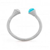 Replica Van Cleef Arpels Perlee Couleurs Bracelet White Gold with Diamond Turquoise