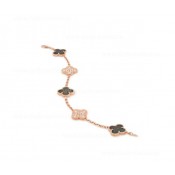 Replica Van Cleef Arpels Vintage Alhambra Bracelet 5 motifs With Diamonds and Gray Mother-of-pearl