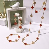 Replica Van Cleef Arpels Vintage Alhambra With Diamonds Carnelian Set(3pcs)