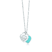 Most Luxury Tiffany Blue & Silver Mini Double Heart Tag Pendant Necklace Women Jewellery GRP06366/28751249
