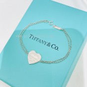Return to Tiffany Heart Tag Double Chain Bracelet in Silver