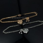 Return to Tiffany Love Heart Tag Key Bracelet in Silver/Rose Gold