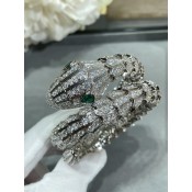 Serpenti Large Emerald and Diamond Bracelet White Gold