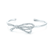High-quality Tiffany Bow Cuff White Gold Plated Diamonds Elegant Bowknot Sterling Silver Bangle GRP09535/GRP08653