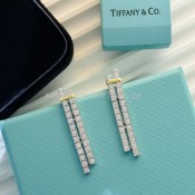 Tiffany Edge Drop Earrings in White Gold and Yellow Gold with Diamonds