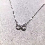 Tiffany Infinity Pendant Chain Necklace Diamonds Sterling Silver Christmas Gift Fashion Jewelry